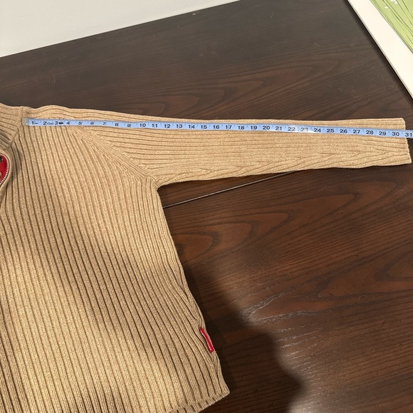 Abercrombie & Fitch Men’s XL Ribbed Cotton Quarter Zip Sweater Tan 🤎🧵 - Picture 6 of 6